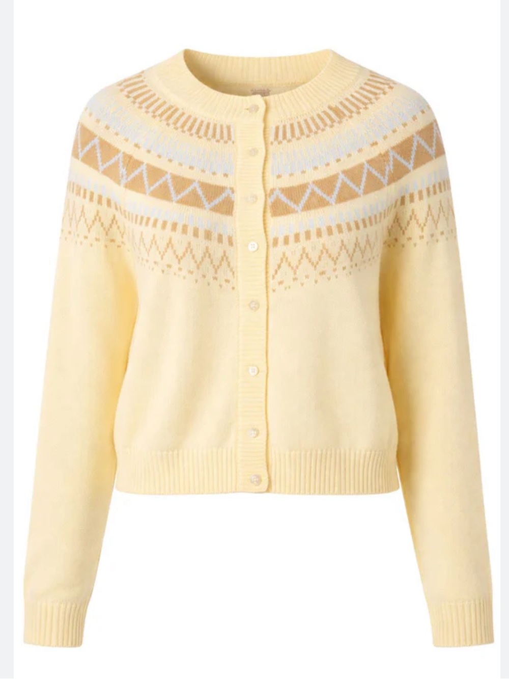 Lalavon Yellow Fair Isle Button-Front Sweater